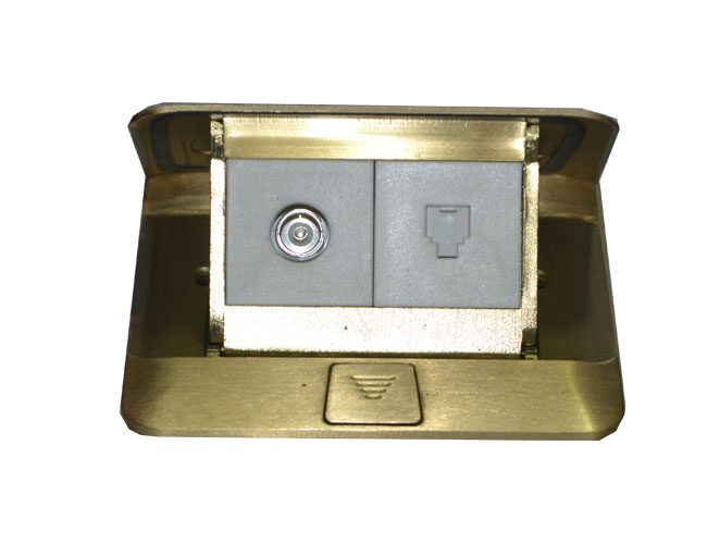 黄铜方形一位电话+电视插座 哈尔滨TCL开关插